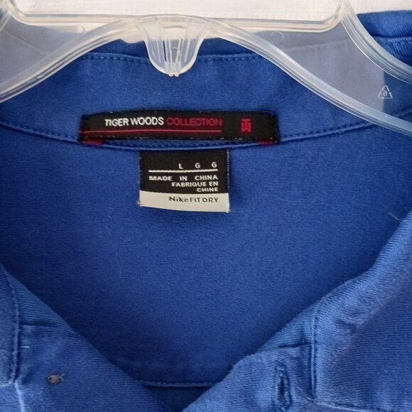 Tiger Woods Disney Golf Shirt Mens Blue Short Sleeve Nike Fit Dry Collection Lg - Picture 4 of 10